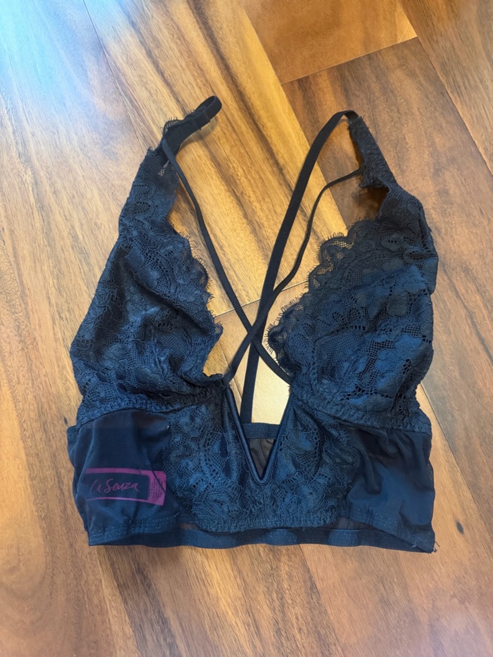La SENZA Black Lace Bralette with Strappy V-Front